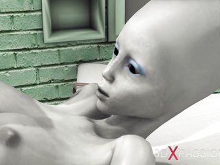 3dxpassion-transgender: 监狱里的女外星人被一个热辣的鸡巴女郎狠操