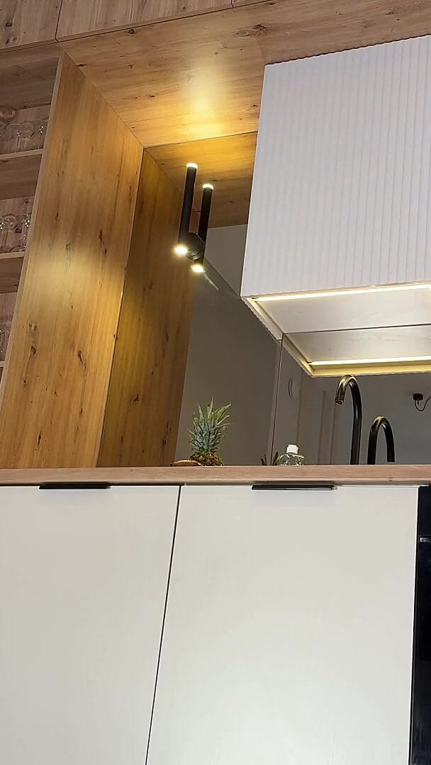 Hottest MILF Real Housewife in a Short Seethrough Sexy White Dress and with a G-string Does Not Cover Her Pussy in the Kitchen (No panties TV)