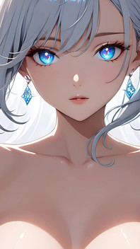 Soft Starlight a Beautiful Young Woman with Glowing Eyes in Animated Style