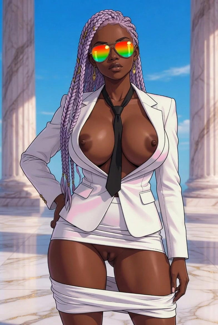 L6RD7BLU3 AI: Big Breast Executive Murzynka z ciasną czarną dupą łysą cipkę