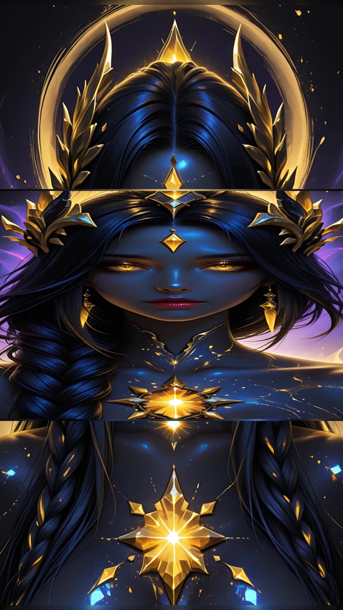 VelvetInk Studio: Void, kaiserin, steigt aus der dunklen materie mit goldenen astral...
