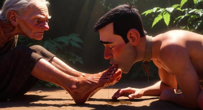 YOUR BEST FANTASY: Uomo sottomesso che serve i piedi di una donna anziana...