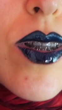 Gothic Dark Blue Lipstick and Glossy Lips