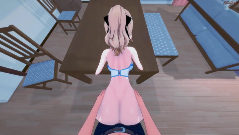 Hentai Smash: Jean gets POV fucked on a table before taking doggystyle...