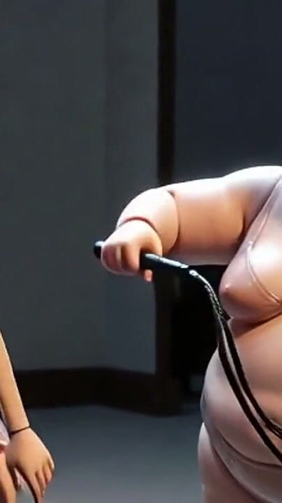 YOUR BEST FANTASY: Fat Mistress Whips Bound Skinny Slave - Body Contrast Humiliation
