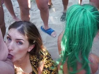 Public beach bukkake