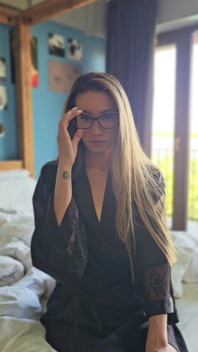 Asian MILF with Glasses in Silk Robe