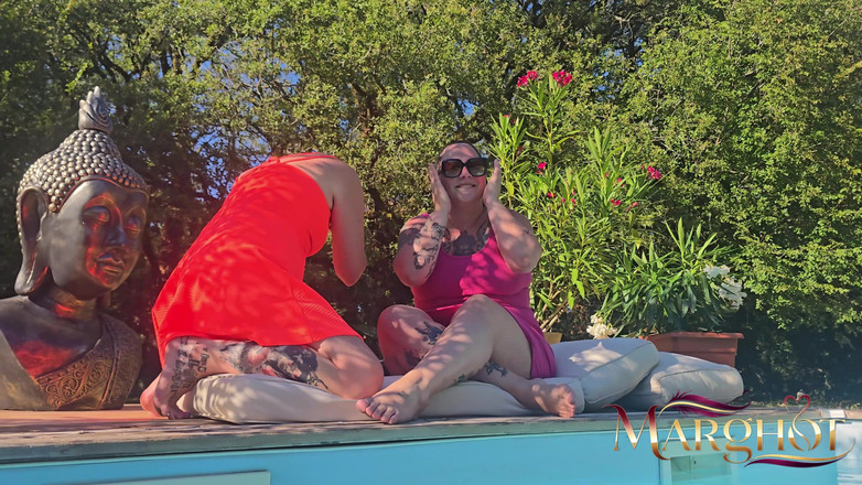 Sexy Marghot: Hot Lesbian Duet with Maureen: Strap-ons, Double Dildo and Huge...