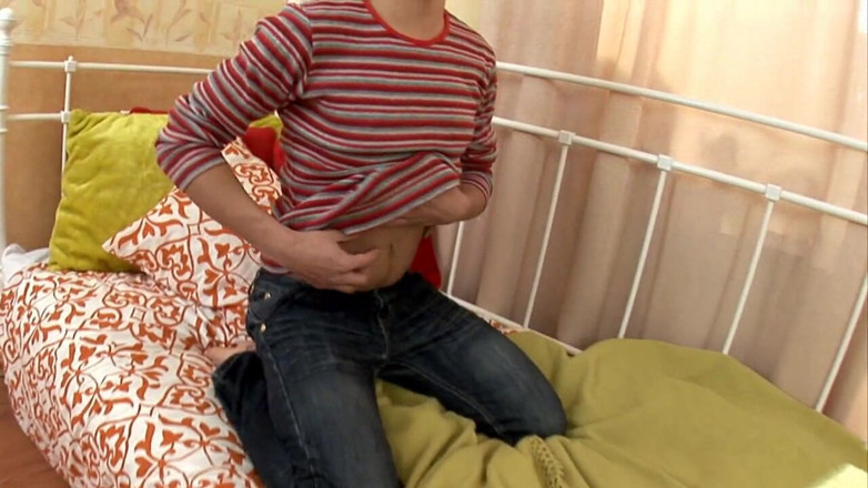Gay Deluxe: Horny hot boy masturbating in the bedroom