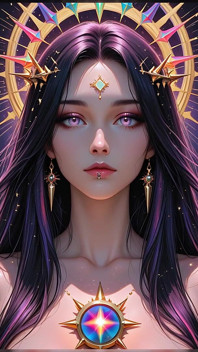 Shadow Oracle z Tęczowym Pryzmatem Kolce Cosmic Fantasy Beauty Ai Art Slideshow