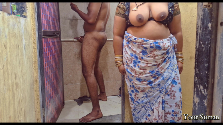 Your_Suman: POV Indian Stepmom Caught in Bathroom and Having Horny Feeling...