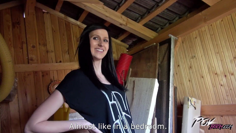 POV Bitch: A tall brunette shows her sexual skills in the garden...