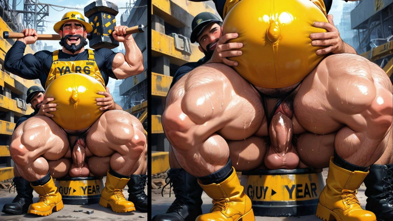 Trans-Men FTM Hentai: Ftm tombul, bir çalışan, inşaat hentai porno animasyonu sırasında amına bir...