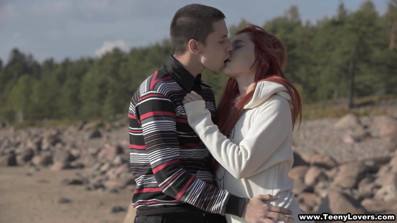 Teeny Lovers: Redhead teeny fucked in a park