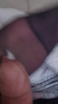 Footjob with Nylon Socks on the Sofa'