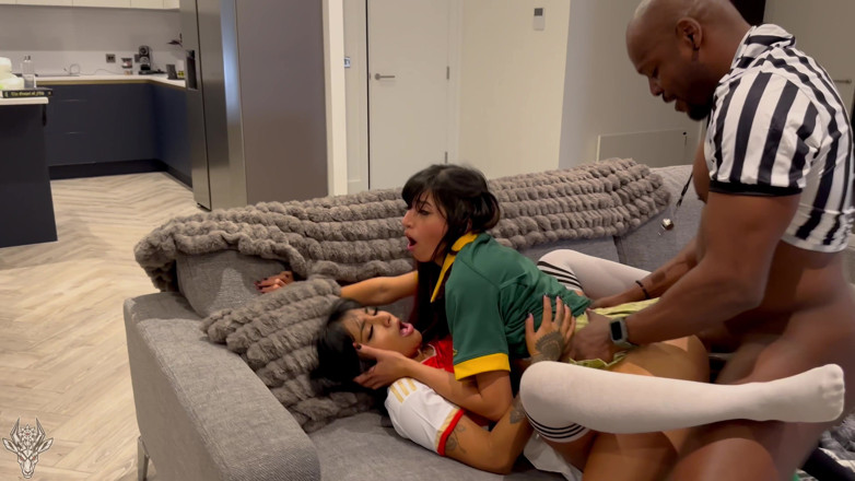 Aaliyah Yasin: Two Sexy Sports Fans Fuck the Referee
