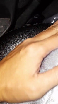 Masturbating Wearing Silver Satin Long Dress in Car