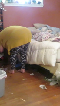 Clean up my room dressed then topless