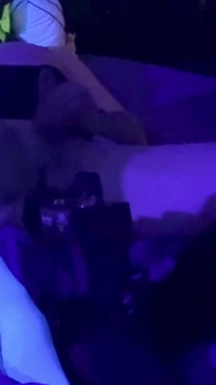 S1uttranspup Takes a 9 Inch Dildo in a Blacklit Room