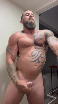 Tattooed Viking Flexes While Stroking for You