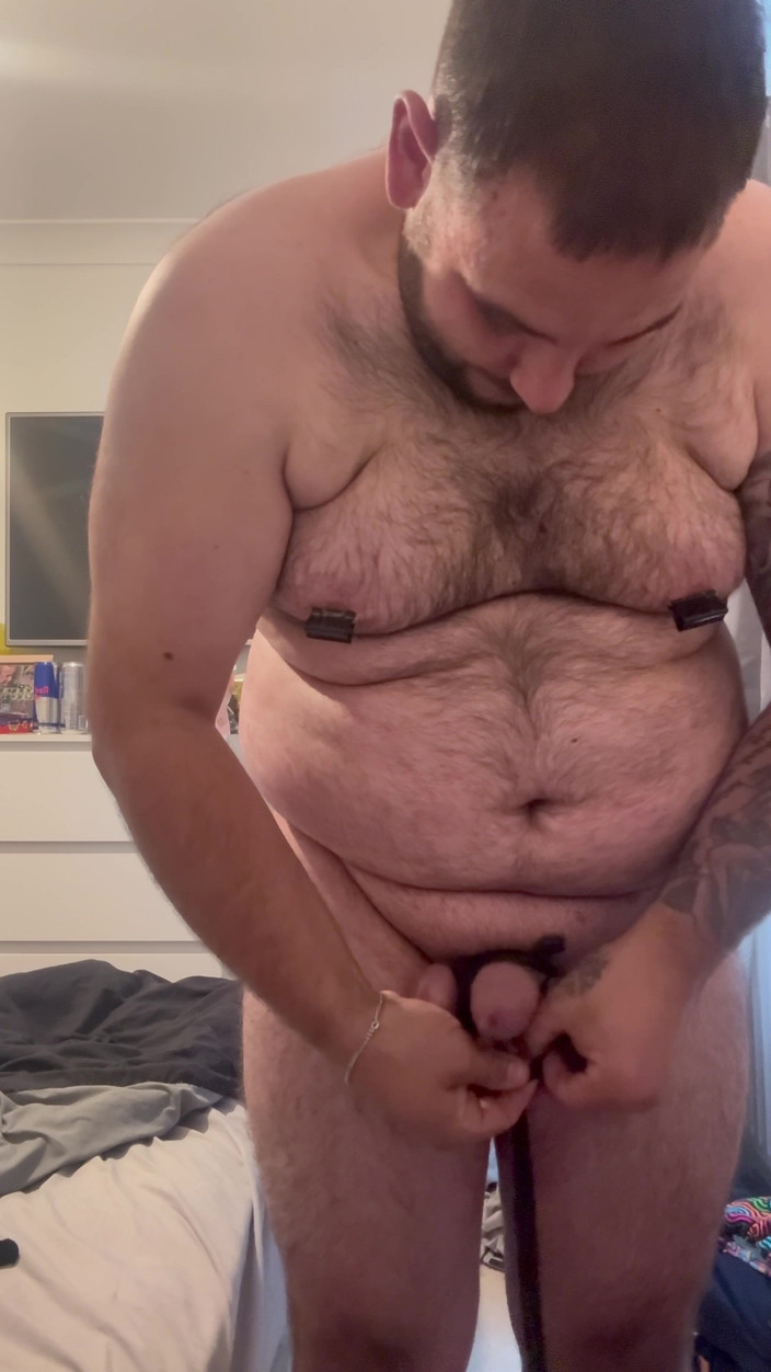 Shaun Cbt: バットプラグ乳首クランプ目隠しと袖口による極端なコックボンデージ