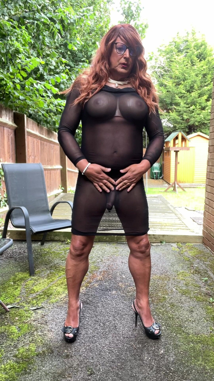 Kellycd2022: Sexy Crossdresser Kellycd2022 in Black Sexy See Thru Dress and...