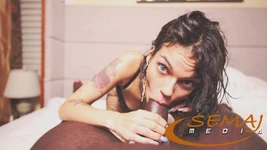 Semaj media tengere latina Sisi zuigt mijn grote zwarte lul en slikt!!