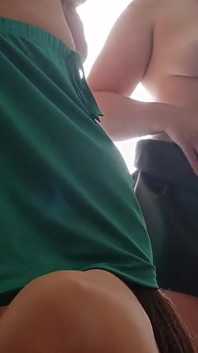 I Masturbate My Pussy Through a Pad and Watch My Girlfriend Eat Another Girl's Pussy