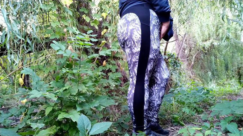 Elena: Lush MILF golden shower solo in nature