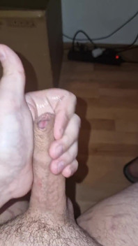 Jerking My Uncut Cock and Cumming Over My Beefy Hairy Belly.