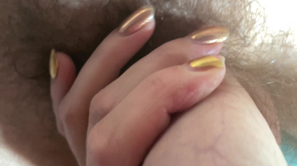 Hairy couple: Handjob and cock sucking