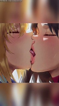 Artoria Pendragon and Rin Tohsaka Kiss - Fate