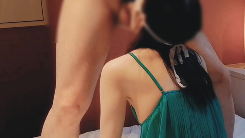 kawasakiBK: Cute Married Woman in Sexy Green Lingerie Squeezes Out of...