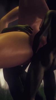 Elf bị hai yêu tinh đụ trong một cuộc chơi ba người trong rừng | Phim khiêu dâm 3d
