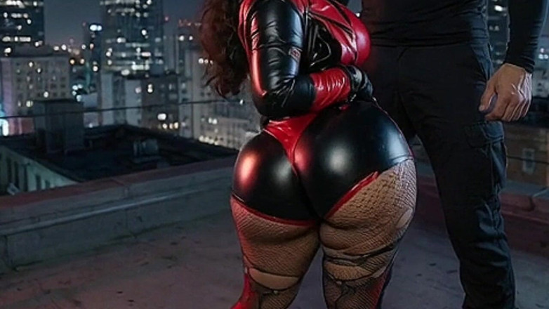 Animate golden: Petite Big Ass Girl in Yellow Balaclava Dominated on Rooftop