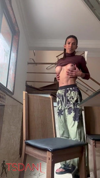 Daniela Santos, the Trans Woman with the Big Cock, Showing off Her Body at Home.