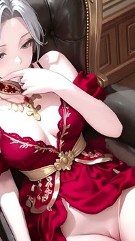 Silver Queen on the Golden Throne! Red Silk, Lazy Gaze, and a Teasing Glance That Melts You