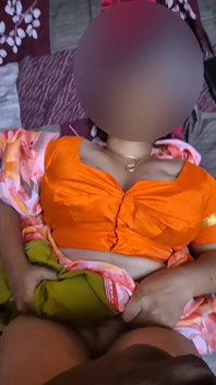 Sexy Indian Housewife Sreejaa in Orange Blouse and Saree Fucked Hard