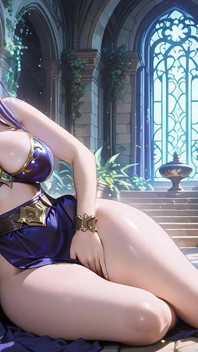 Fantasy castle fialová elf bohyně kouří footjob na pejsek masivní krémová mrdka