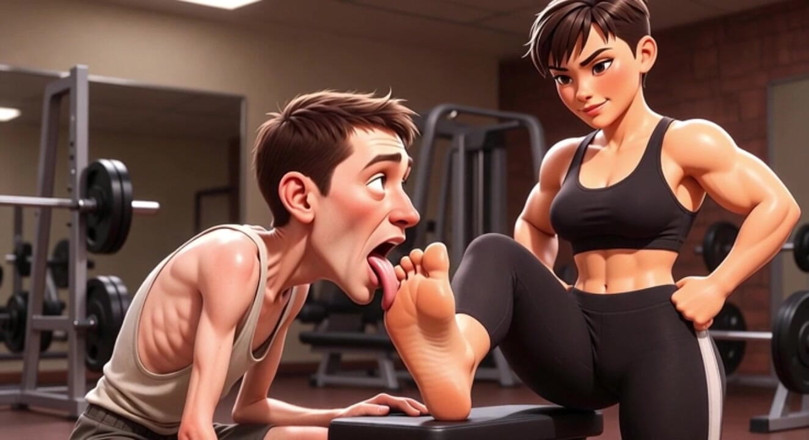 YOUR BEST FANTASY: Mujer fuerte y musculosa hace que la esclava flaca se...