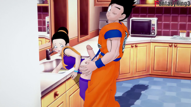 Fantasy king: Chichi tersangkut dalam sinki dan gohan mengongkeknya - Siri zex dragonball
