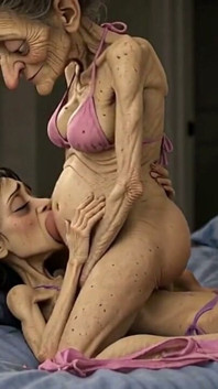 Old Woman Rubs Her Pussy on a Young Woman
