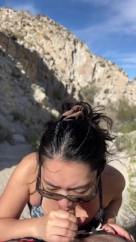 Outdoor Blowjob While Hiking in the Desert - Amateur Wmaf - Cum in Mouth Public BJ Swallow