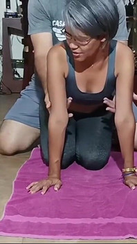 I Help My Stepmom with Yoga and End up Putting My Cock in Her Mouth. She Loves to Swallow My Cum.