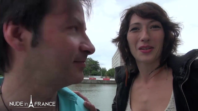 Nude in France: Casting in the street of a pretty brunette getting hard...