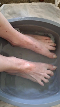 Simp to My Veiny Feet Soaking in a Foot Bath