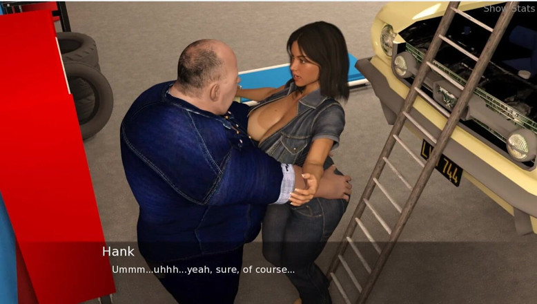 XXX Games Bunk: Project Hotwife - 게임플레이 - 롤플레이 - 섹스 없음 - 그냥 괴롭히는 - 자동차 정비사 드레스를 입고 정비공을 괴롭히는 메리
