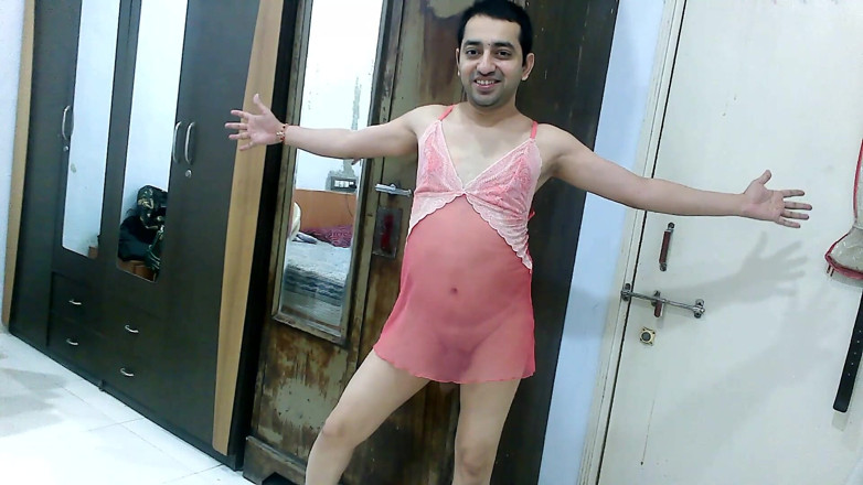Cute & Nude Crossdresser: Sexy sissy crossdresser femboy Sweet Lollipop in a sexy sheer...
