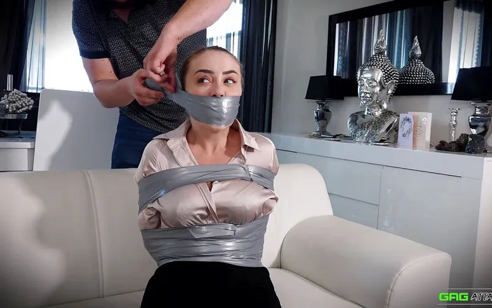 Gag Attack: Aubrey - sexy secretary in tape bondage