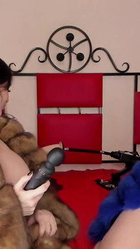 Fur Fetish Webcam Show with My Girlfriend, Strap-on Lesbian